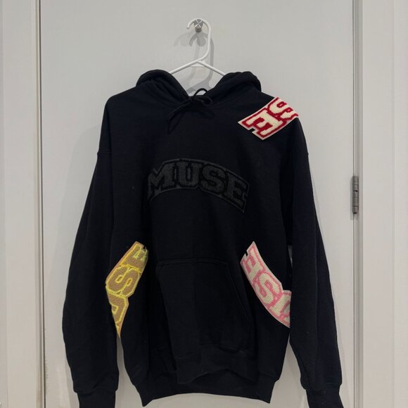 MUSE Limited Edition Letter Patch Hoodie – Black / Oversized Fit - Picture 3 of 5